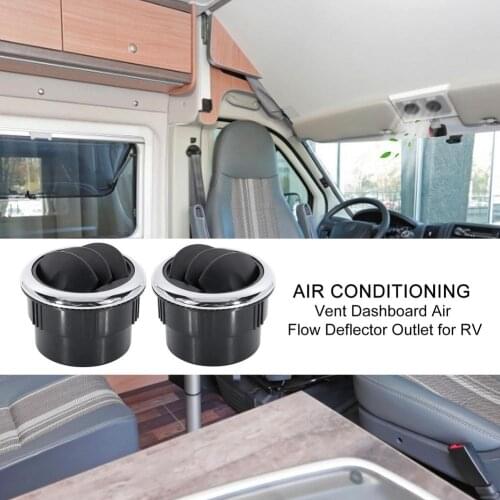 HOT 2 Pieces Dashboard Air Conditioning Deflector Side Roof Air Black Vent Outlet Mount Round Louvered Dash Vent Exhaust Grille