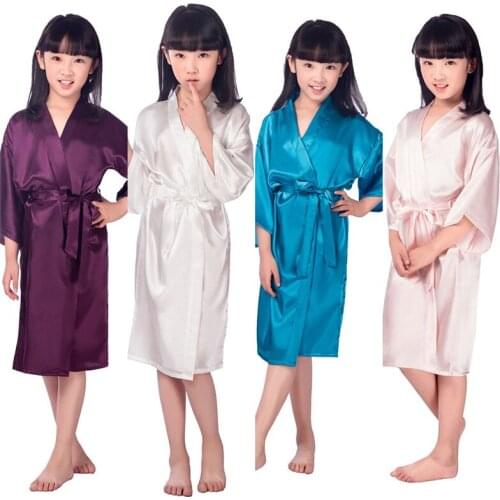 Kids Flower Girl Wedding Stain robes NightGown childrens bathrobe Bridesmaid party Brides robes Kimono large size long robe new