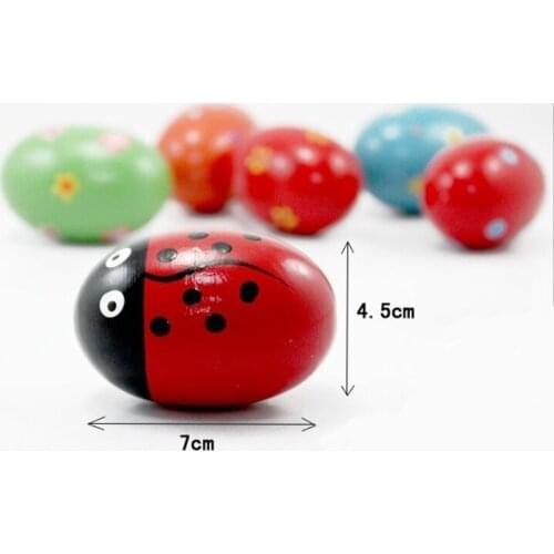HX5D 6pcs Wooden Percussion Musical Eggs Maracas Egg Shakers Baby Toy Noise Maker