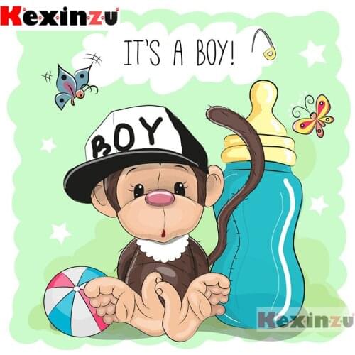 Kexinzu Full Square Drill 5D DIY Diamond Painting"Monkey boy"3D Embroidery Rhinestone Cross Stitch 5D Home Decor K87899