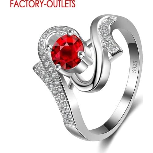 Hollow Across Design Ring Trendy 925 Austrian Crystals Red For Women Engagement Rings Fashion Jewelry