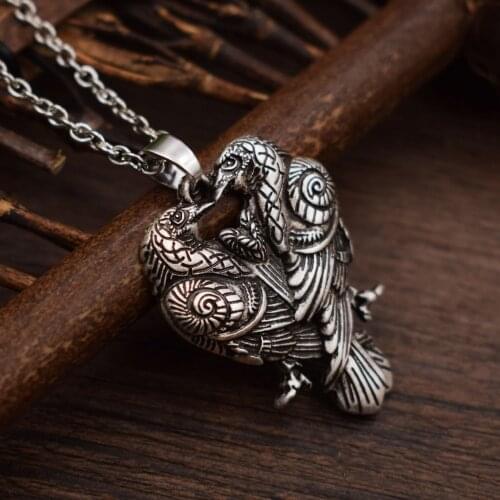 Odins Ravens Necklace Huginn And Muninn Odin Raven Viking Pendant Necklaces Jewelry 1PCS/LOTS 2019 NEW
