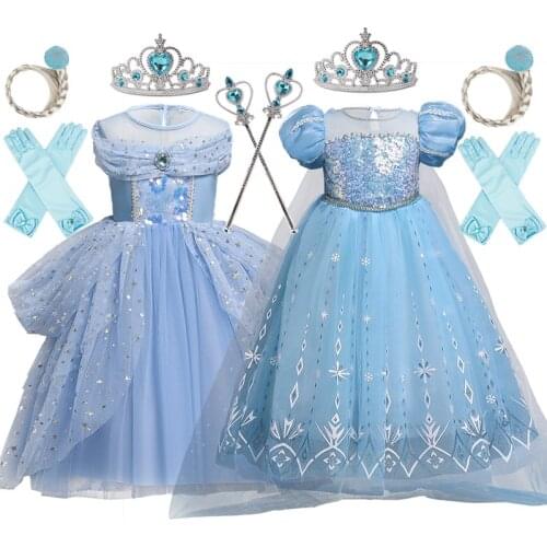 Girls Princess Costume Sequins Halloween Cosplay Kids Dresses for Girls Birthday Party Tutu Vestido Fancy Childrens Dresses Up