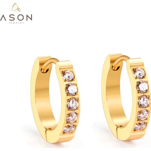 ASONSTEEL Round Hoop Earrings with Cubic Zirconia Gold/Silver Color Fashion Jewelry for Women Trendy Earrings Accessories