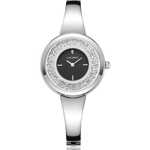 Cagarny silver Crystal Diamond Quartz Women Watches steel strip fashion Ladies Bracelet WristWatch Montre Femme Relogio Feminino