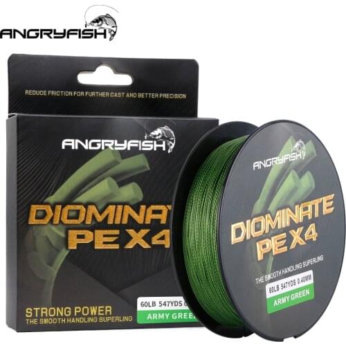 Angryfish PE Line 500M Pruple Braided Fishing Line 4 Strand PE Line Braid Multifilament Fishing Line 15 20 25 30 40 50 60 80LB