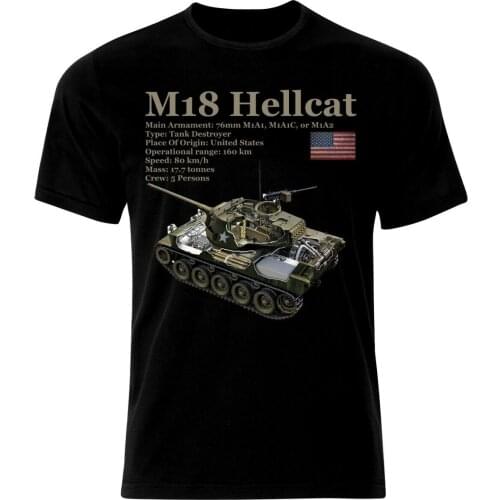 M18 Hellkat Tank Panzer Armure WW2 Army War USA Mens summer cotton o-neck t-shirt