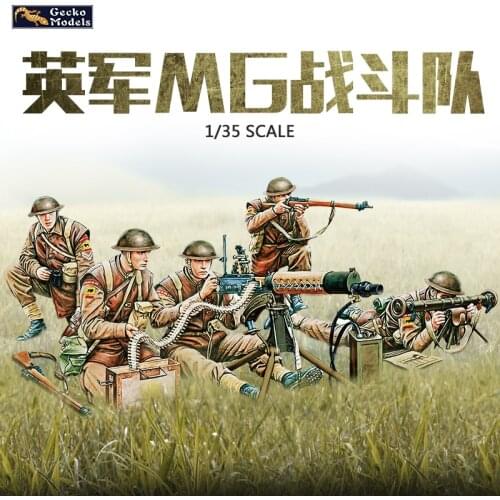Gecko Models 35GM0013 1/35 WWII British MG Team In Combat [N.W.Europe] - Scale Model Kit