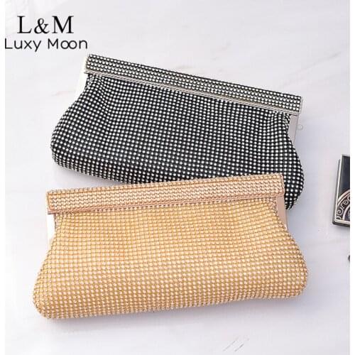 Fashion Evening Bag For Women Crystal Luxury Designer Handbag Bridal Wedding Clutch Purse Small Gold Ladies Hand Bag Bolsa X629H