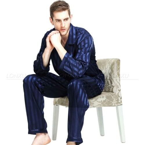 Mens Silk Satin Pajamas Set Pajama Pyjamas Set Sleepwear Set Loungewear S,M,L,XL,2XL,3XL,4XL Plus Striped Black