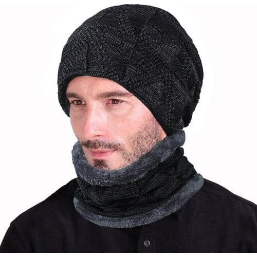 Mens Knitting Scarf Hats Caps 2019 Winter Knit Elastic Thickening Outdoors Bomber Hats Men Keep Warm Lovely Ear Guard Hats