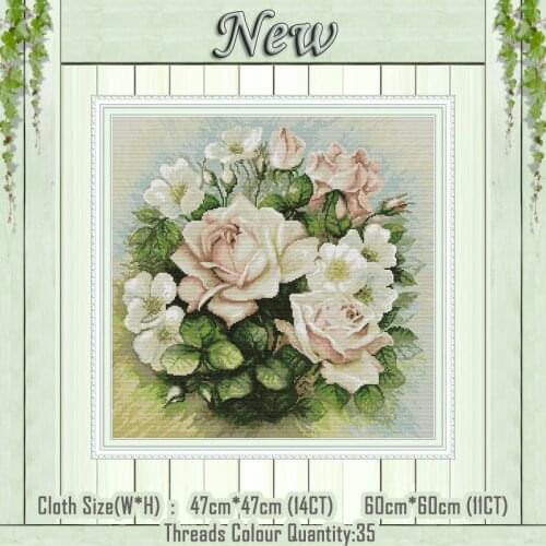 Pink rose flower home decor diy painting counted printed on the canvas DMC 11CT 14CT kits Cross Stitch Embroidery needlework Set