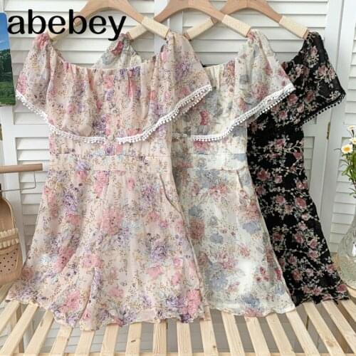 2021 New Summer Fashion All-match off shoulder slash neck Rompers high waist slim ruffles wide leg Rompers