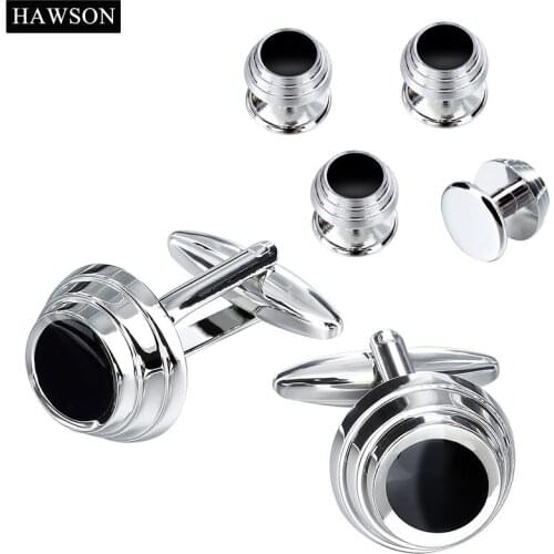 New Arrival Tuxedo Studs Cufflinks Black Enamel Mens Stud Set with Box Gentlemen Shirt Jewelry