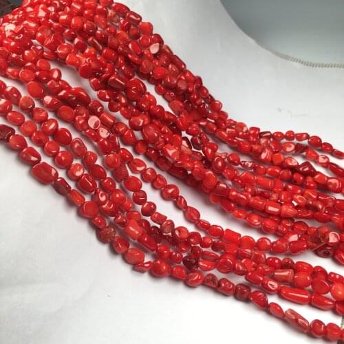 New Red Coral Beads Irregular Shape Charms Size 6-7mm Ladies DIY Bracelet Necklace Jewellery Bead Exquisite Gift