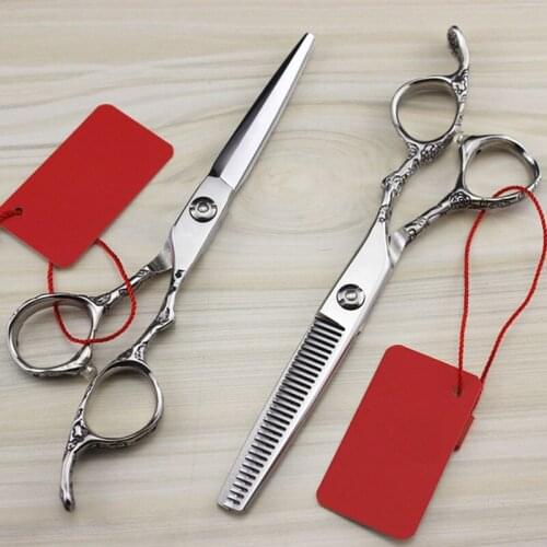 Upscale Professional japan 440c 6 inch Plum handle hair scissors cutting barber hair salon thinning shears hairdressing scissors