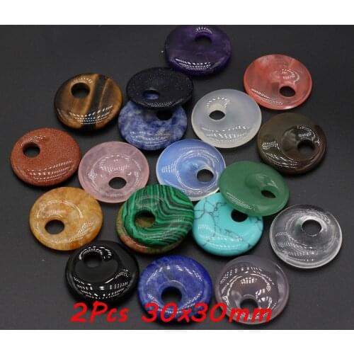 Wholesale Natural Stone Pendants Big Hole Amethyst Turquoise for Jewelry Making Diy Earrings Necklace Reiki Heal Gifts