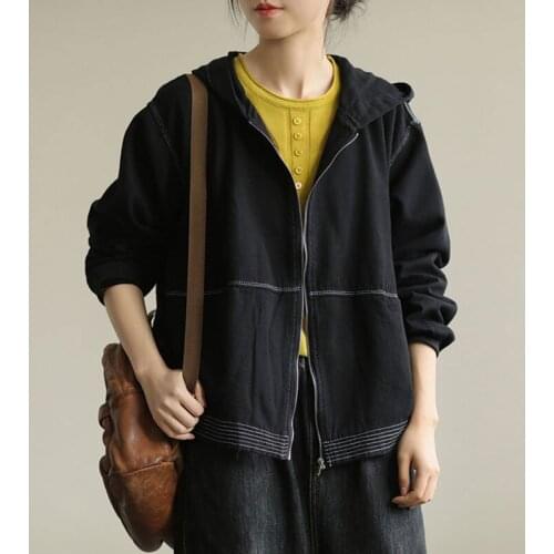 All-Matched Pocket Cotton White Jackets Plus Size Autumn Arts Style Women Loose Casual Long Sleeve Zipper Short Coats