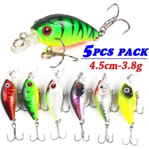 5PCS Crank Fish Fishing Lures Wobbler Bait Swimbait Topwater Artificial Hard Fish Lures Freshwater Fishing Tackle 3.8g-4.5cm