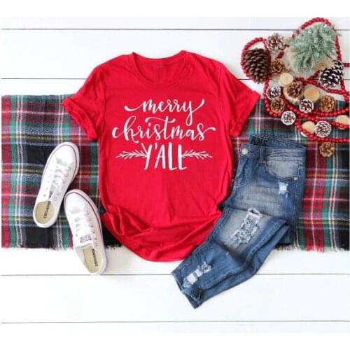 Merry Christmas Yall Shirt red women fashion slogan graphic vintage vegan t-shirt grunge camisetas tumblr tee cotton gift tops