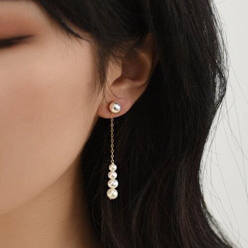 Lily Jewelry 925 Sterling Silver Drop Earrings Natural Freshwater Pearl Long Earrings Genuine Pearl Jewelry Mom Lover Gift