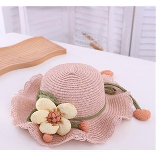 2021 New Fashion Floral Sun Hat Summer Straw Hat Kids Girls Beach Outdoor Lovely Panama Hats Sunscreen Cap Holiday Travel