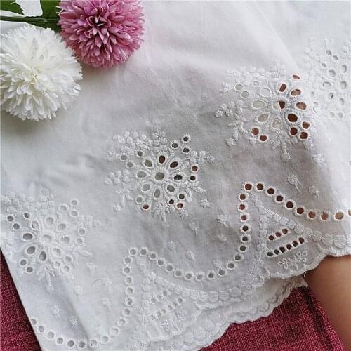 Pure Cotton Cloth Hollow Out Embroidery Lace Fabric Handmade DIY Womens Clothes Accessories Width 130cm CR2490
