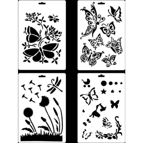 Butterfly Dandelion Layering Stencils for Diy scrapbook/photo album Decorative Embossing coloring,painting stencil,home decor