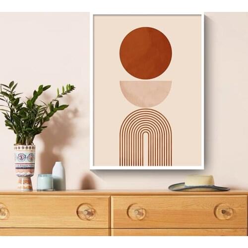 Trend Beige Geometric Abstrac Wall Art Prints and Posters Printed Canvas Paintings Pictures for Living Room Home Decoration