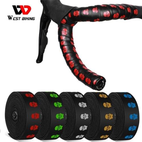 Bicycle Handlebar Tape Road Bike PU Bicycle Handle Belt Cool Skull Handle Bar Wrap Straps Non-slip Belt Cycling Accessories