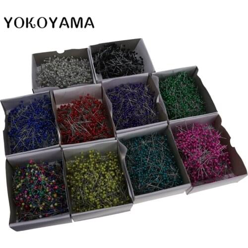 YOKOYAMA 1 Pack Round Pearl Head Dressmaking Pins Weddings Corsage Florists Dressmaking Sewing Fixed Pin Accessories 10 Colors
