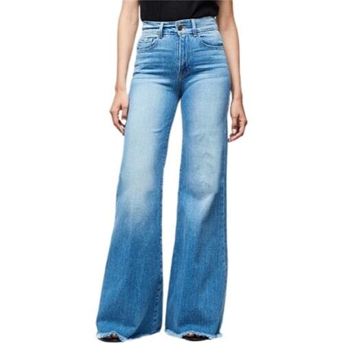 Women Wide Leg Jeans High Waist Plus Size Ladies Jeans Slimming Fit Flared Denim Pants Female Streetwear Tassel Trousers 6125