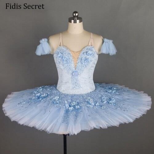 Women Pale Blue Top Quality Professional Pancake Tutu Dress,Girls Ballerina Classical Performance YAGP Competition Stage Costume