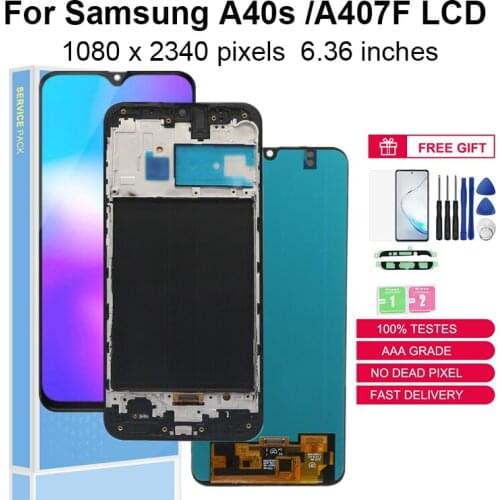 6.4" Super AMOLED LCDs For Samsung Galaxy A40s A407 A407F A407FD LCD Display Touch Digitizer Assembly Replacement Parts