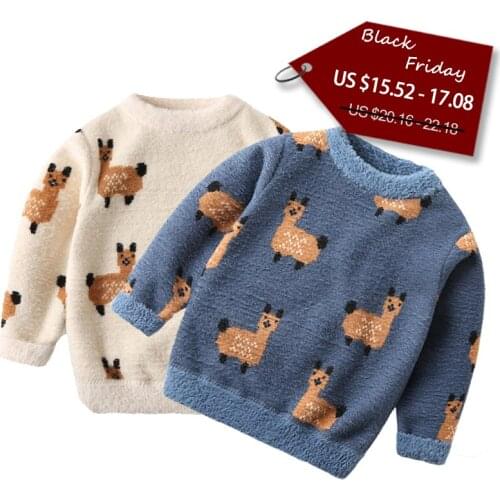 2020 winter new boys cartoon warm jacket girls Plush top high collar top 3-10 years old baby plush cartoon sweater thickened