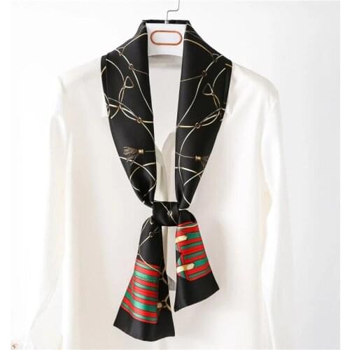 2021 Fashion Floral Print Silk Scarf Women Thin Neck Long Scarves Office Lady Shawl Bandanas Female Bag Hair Scarfs bandanas