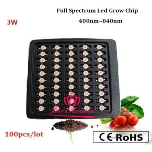 3W 3.2V Full Spectrum Led Plant Chip 400-840nm for DIY Indoor Grow 100pcs/lot