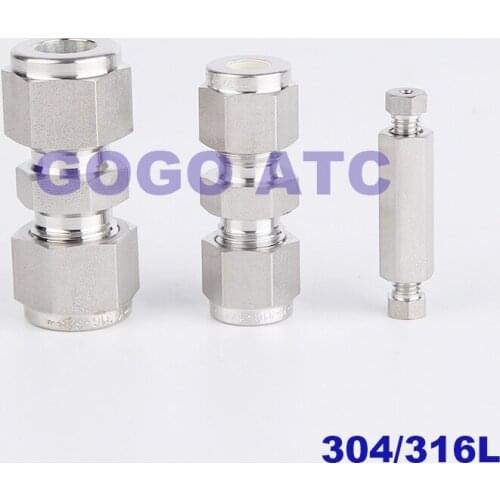 304 /316L ferrule connector 3-25mm stainless steel connector stainless steel ferrule connector ferrule two-way straight through