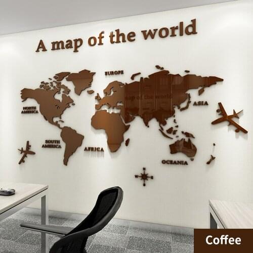 3D Wall Stickers World Map Stickers Global Continent Office Decoration Sticker Room Decoration Wall Stickers Home Decor