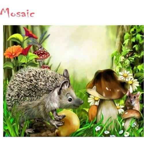 5d Diy Diamond painting Hedgehog,mushroom Diamond embroidery cartoon animal 5d round diamond mosaic full square round drill
