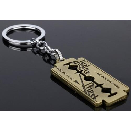 British-Rock-Band Judas-Priest Razor-Blade Shape Keychain Dog Tag Metal Keyring Chaveiro Key Chain For Music Fans Gifts