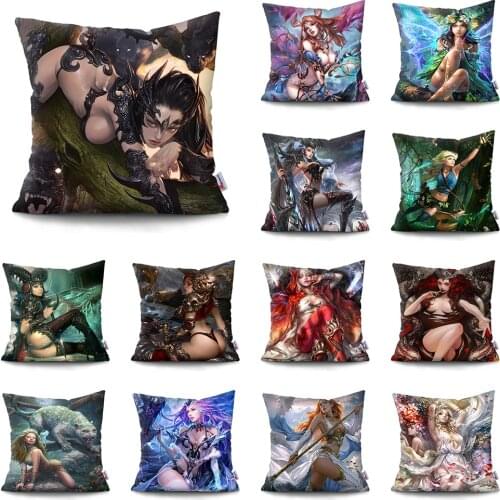 Colorful Fairy Tale World Elves Cushion Cover Polyester Throw Pillow Case Car Sofa Home Decor Pillow Case cojin personalizado