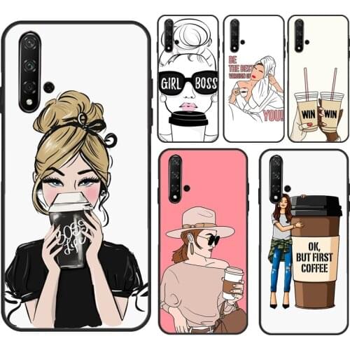 Princess Female boss coffee For Huawei Y9 Y7 Y5 Y6 2019 2018 Y3 2017 Y5P Y6P Y7A 2020 Nova 5T 2 3 2i 3i Phone Cover