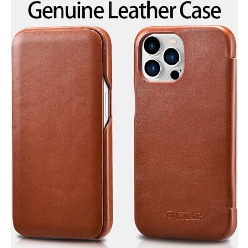 Genuine Leather Flip Case for iPhone 12 Pro Max Mini Luxury Business Real Cowhide Cover for iPhone 11 XS X XR SE 2020 Phone Case