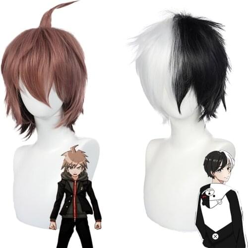 Danganronpa Monokuma/ Naegi Makoto /Nanami ChiaKi Cosplay Wig Dangan Ronpa Women Men Short Synthetic Hair Halloween Wigs C40K222