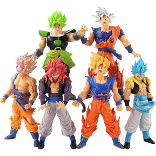 6Pcs/Set Dragon Ball 18cm Fighting Goku Vegeta Super Saiyan Broly Action Figure PVC Model Ornaments Toys Collective Gifts