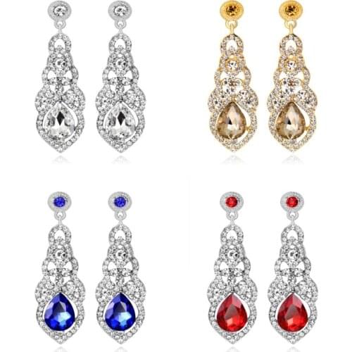 Classical Long Crystal Dangle Earrings For Women Rhinestine Long Hanging Earrings Bride Wedding Jewelry Accessories BA180