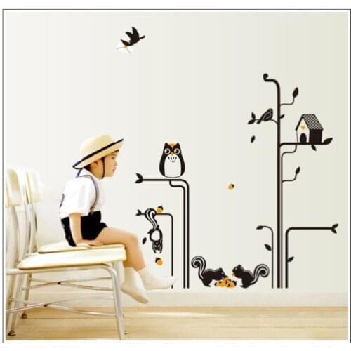 2014New Original Design-Owls Squirrel Wall/Kid' s Loving /Removable Wall Decals/Home Decals/Waterpoof Wall Sticker ZY9126
