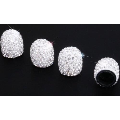 4Pcs Crystal Rhinestone Car Tire Valve Stem Caps Wheel Tyre Diamond Shining Blink Air Valve Covers Airtight Cover Auto Deco