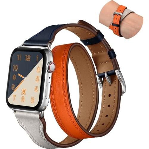 Leather Loop strap For Apple Watch Band 42mm 38mm 44mm 40mm Iwatch 4 3 2 1 Double Tour Wrist belt Bracelet clock Watchband